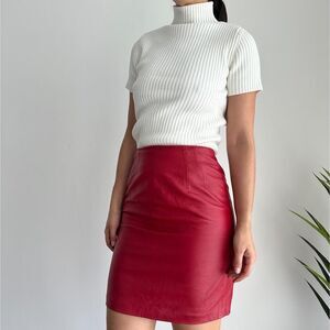 Vintage Evan Arpelli Skirt Small Red Leather Pencil High Rise 80s Party Cocktail